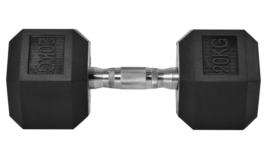 Image 10: HOMCOM Hex Dumbbell Weights 4kg-20kg; Rubber Weight and Metal Grip