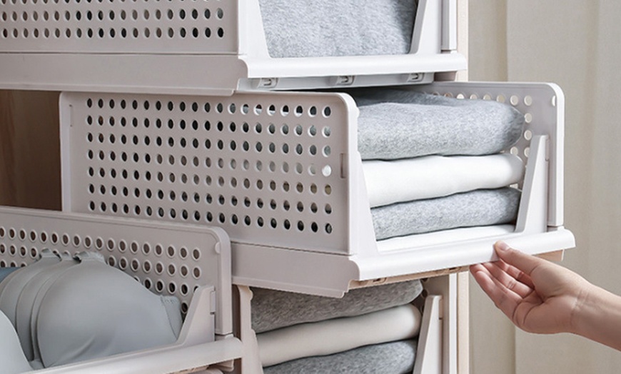 Image 5: Foldable Stackable Drawer Storage Basket