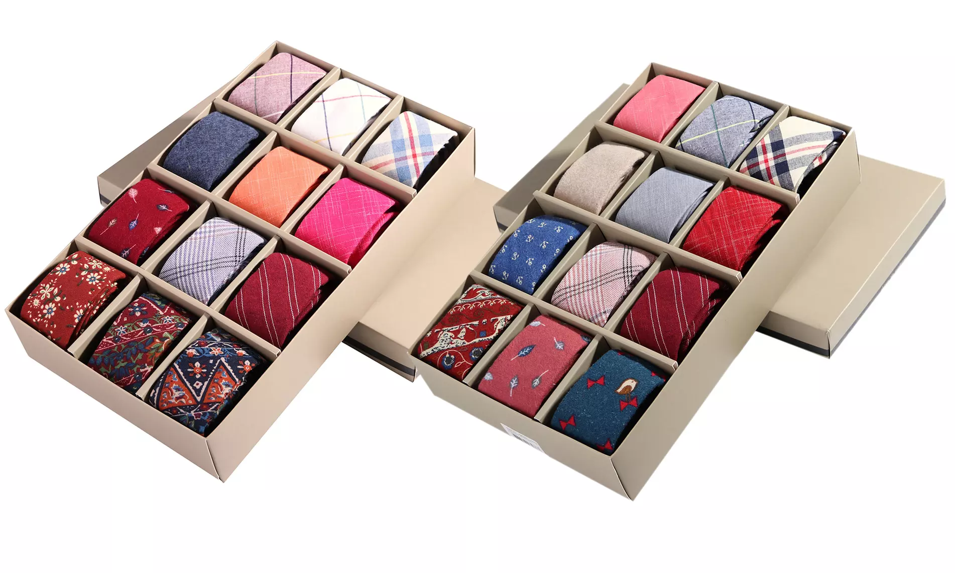 Men's 100% Cotton Skinny Tie Set (12-Pack) - Primary Image