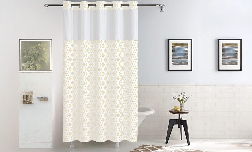 Image 20: Clearance Hookless Quick-Fit Shower Curtain