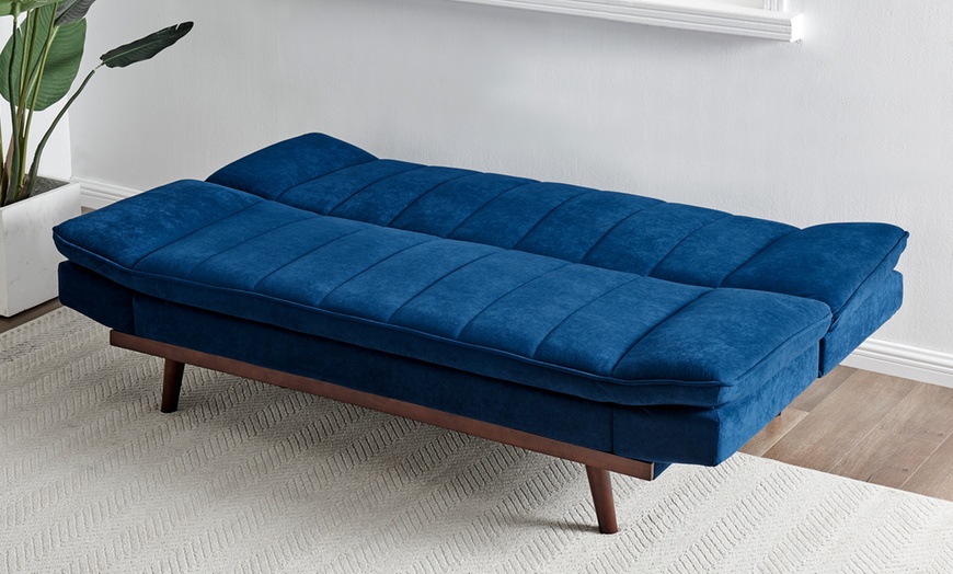 Image 2: Three-Seater Velvet Sofa Bed