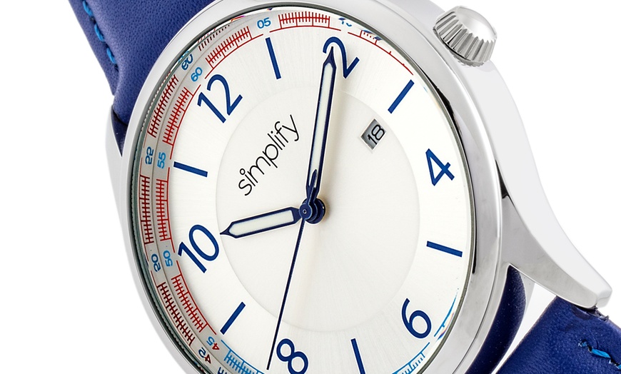 Image 7: Simplify Genuine Leather Watch with Date