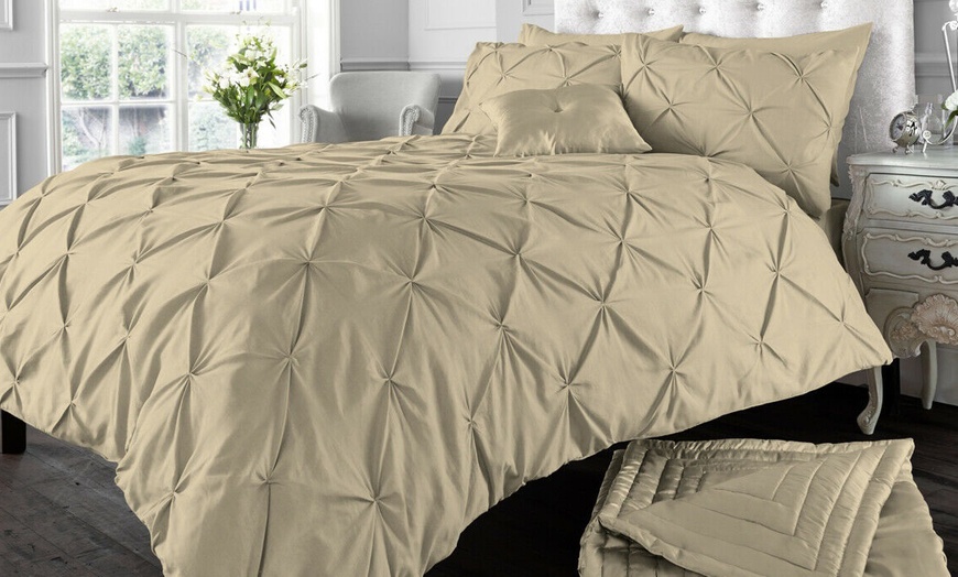 Image 9: Alford Pintuck Duvet Cover Set or Fitted Sheet