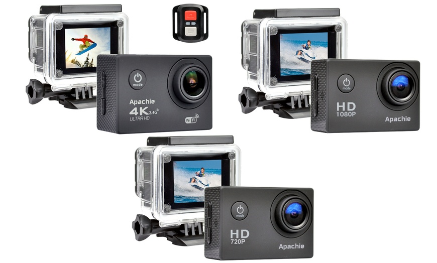 Image 1: Apachie Black HD Action Camera