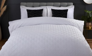 Julian Charles Home Moda White Geometric Embossed Duvet Set