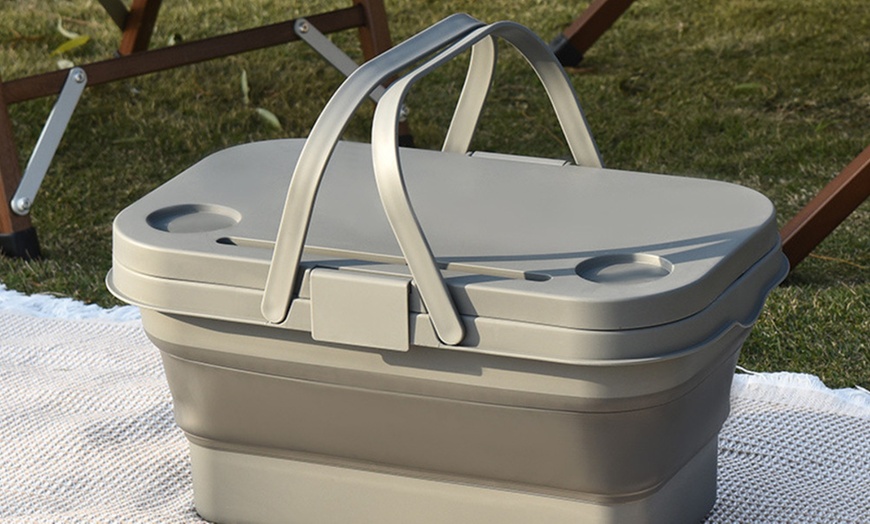 Image 7: Foldable Picnic Basket with Lid