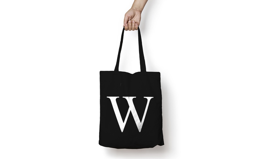 Image 24: Alphabet Letter Cotton Tote Bag