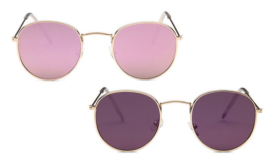 Image 12: Round-Mirrored Sunglasses