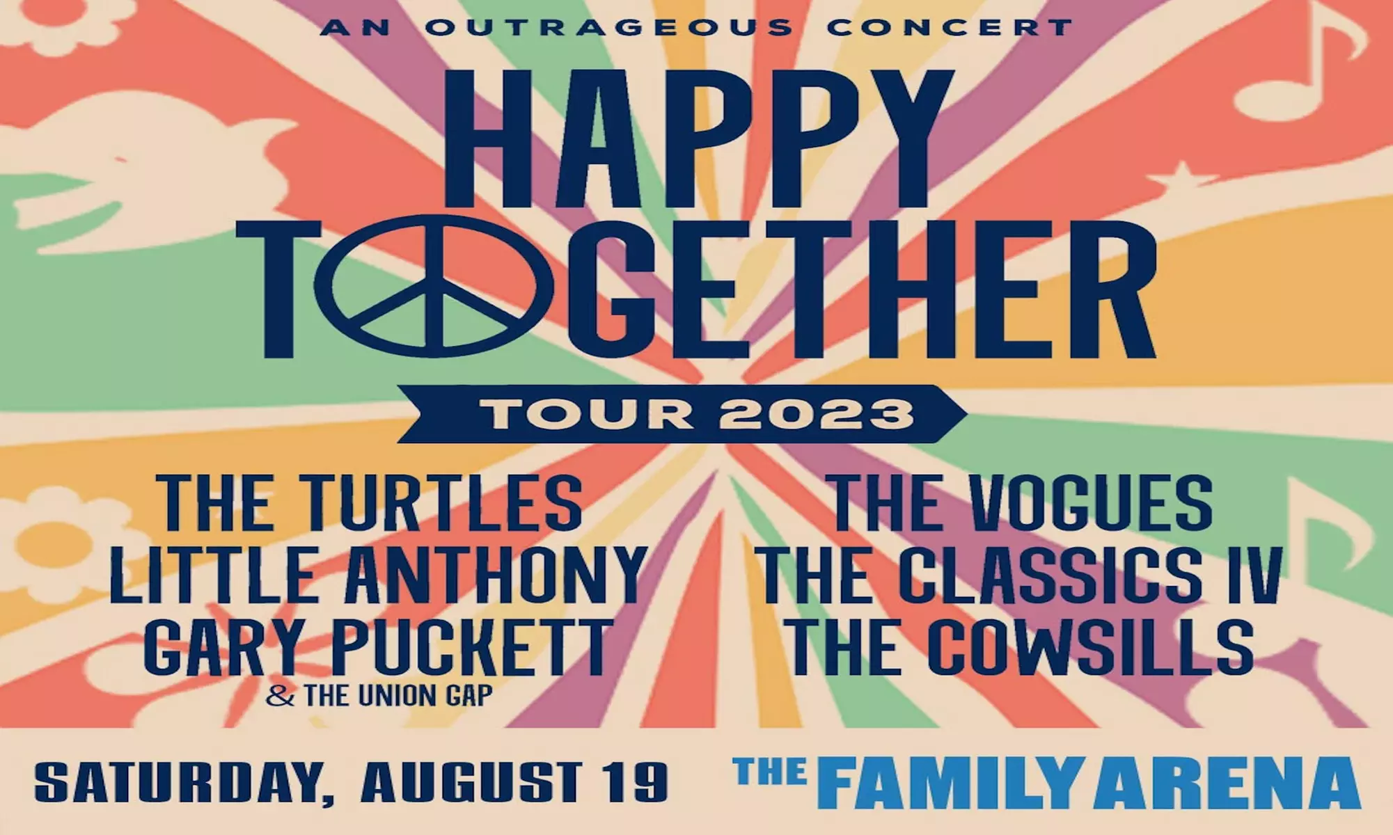 Happy Together Tour W/ The Turtles, The Vogues, Little Anthony, The Classics IV, Gary Puckett & More on 8/19 at 7 pm - Primary Image