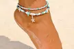 1x oder 2x zweireihiges Fußkettchen mit Seestern oder Schildkröt - Second Medium