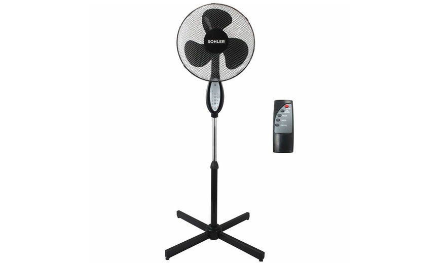 Image 1: 16" Oscillating Stand Fan with Remote Control