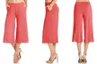 FACA Women's Elastic Waist Jersey Culotte Capri Pants with Pockets - Second Medium