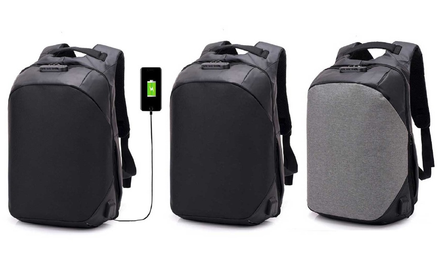 Image 1: Anti-Theft USB Port Backpack 