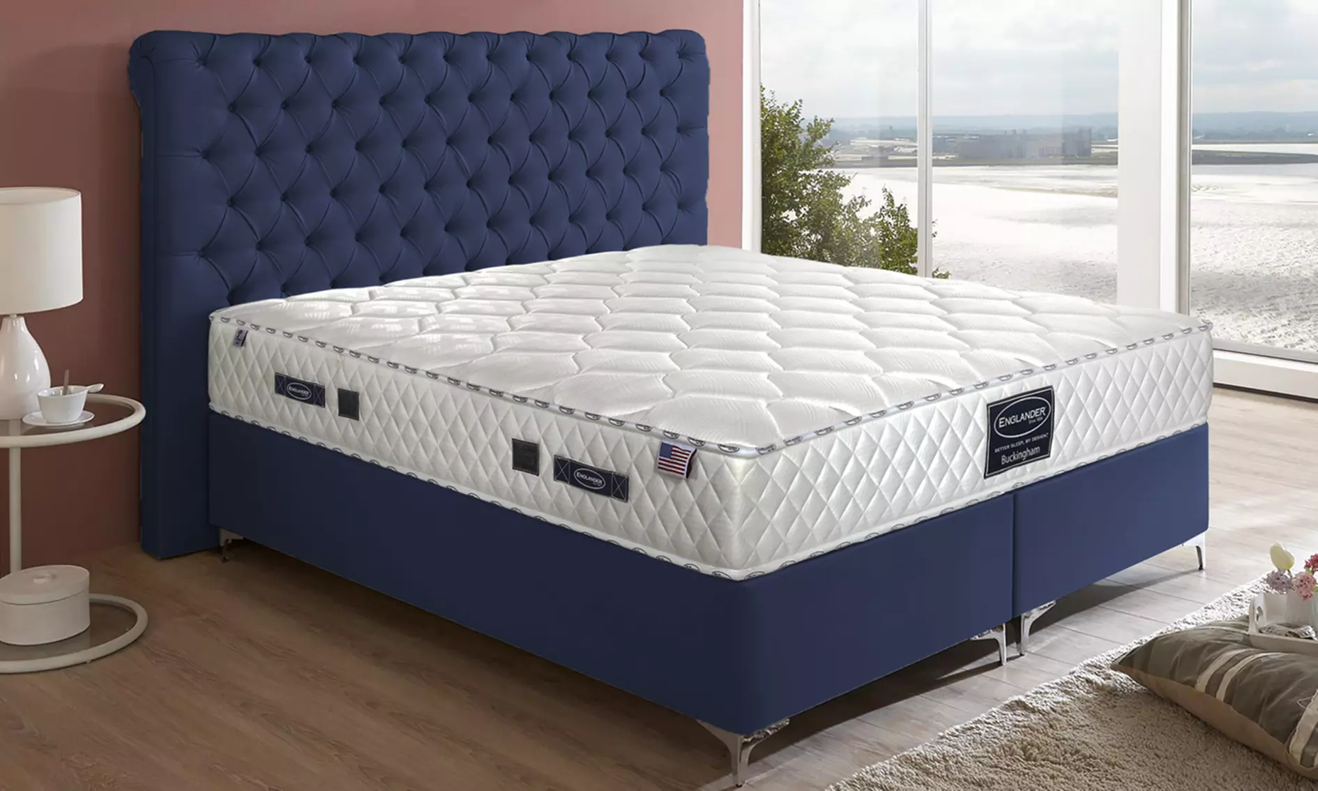 Matelas BUCKINGHAM marque Englander, ressorts ensachés, accueil mémoire de forme 26cm - Primary Image