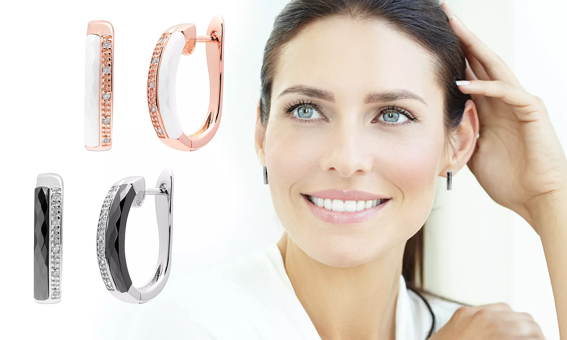 Boucles d'oreilles en céramique de la marque OMGJewel ornées de cristaux Swarovski® - Primary Image