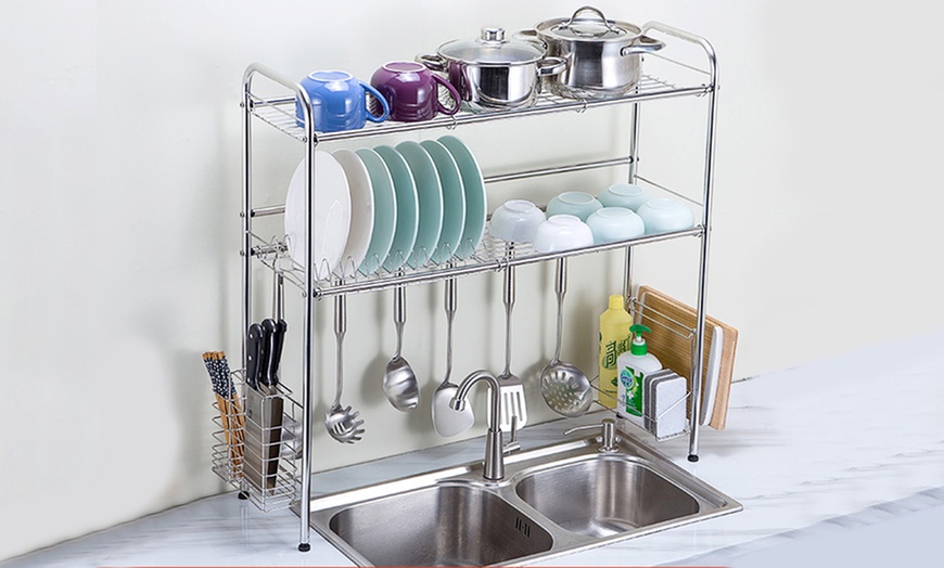 Image 1: Stainless Steel Dish Rack