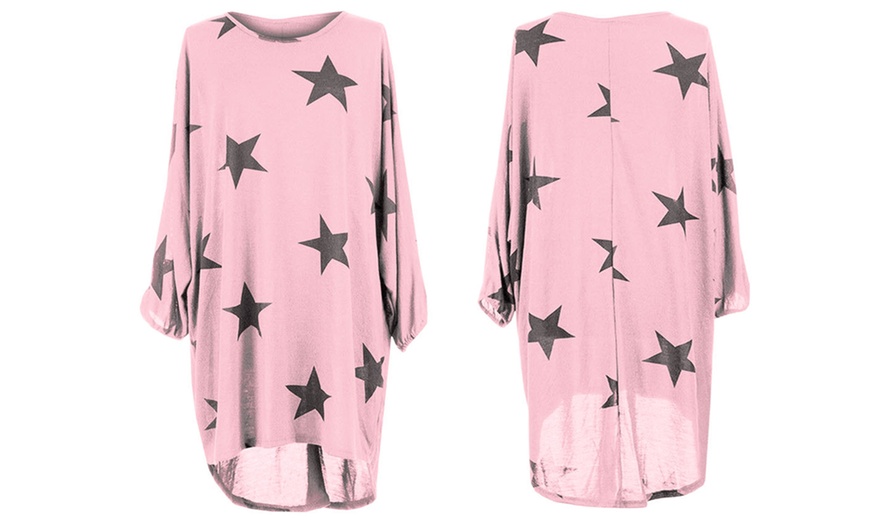 Image 7: Oversized Star Print Hi-Lo Top