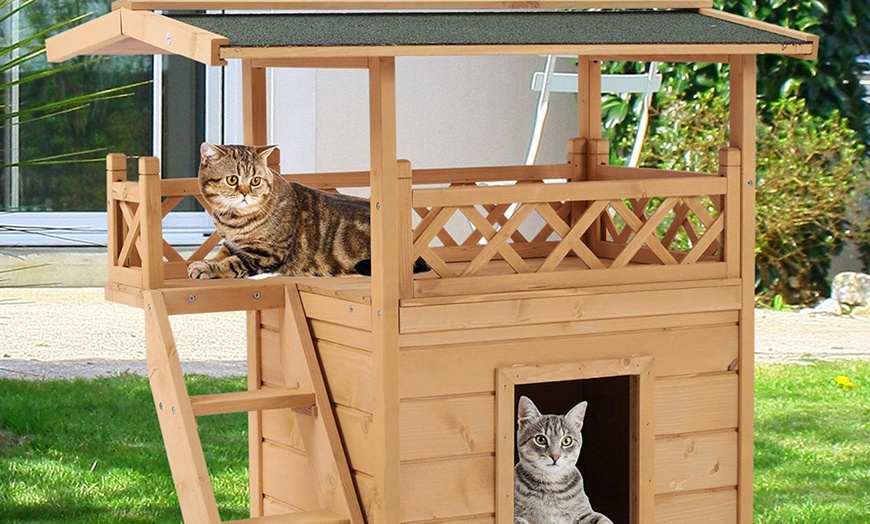 Image 3: PawHut Pet Outdoor Wooden House