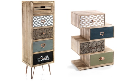 Cassettiera o comodino in legno massello di Abete