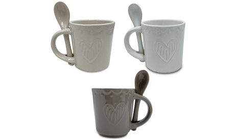 Set 6 o 12 tazzine con cucchiaini Felicia disponibile in 3 colori