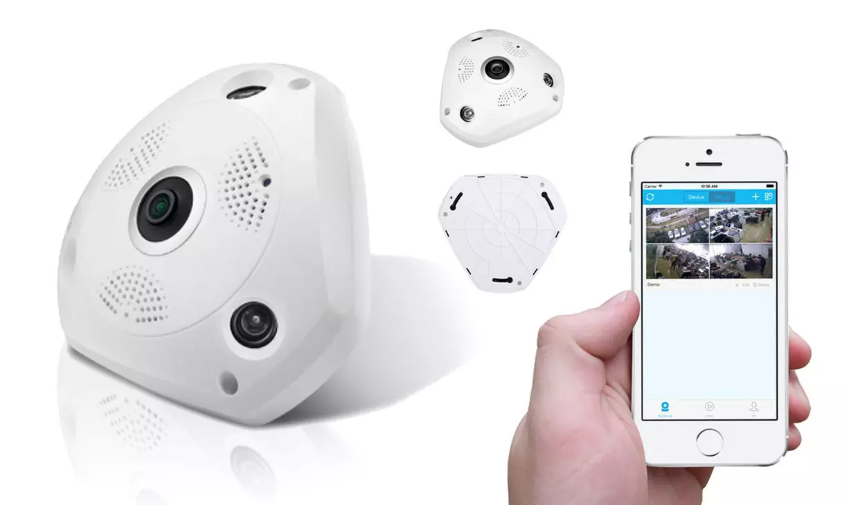 HD-Überwachungskamera mit WiFi, 360-Grad-Sicht und Fischaugenobjektiv inkl. Versand - Primary Image