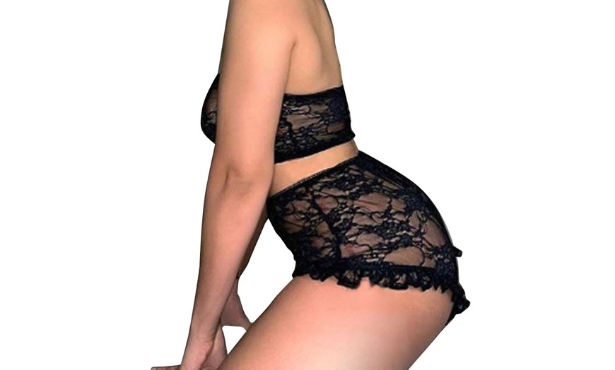 Image 9: Women Sexy Babydoll Lingerie Lace Pajama Set