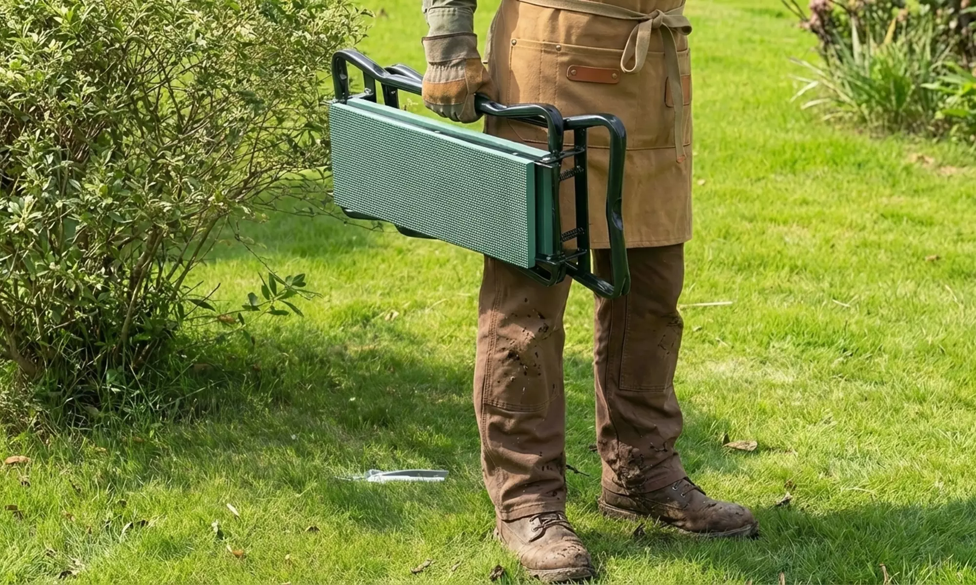 Opvouwbare tuinkniebank met opbergvakken