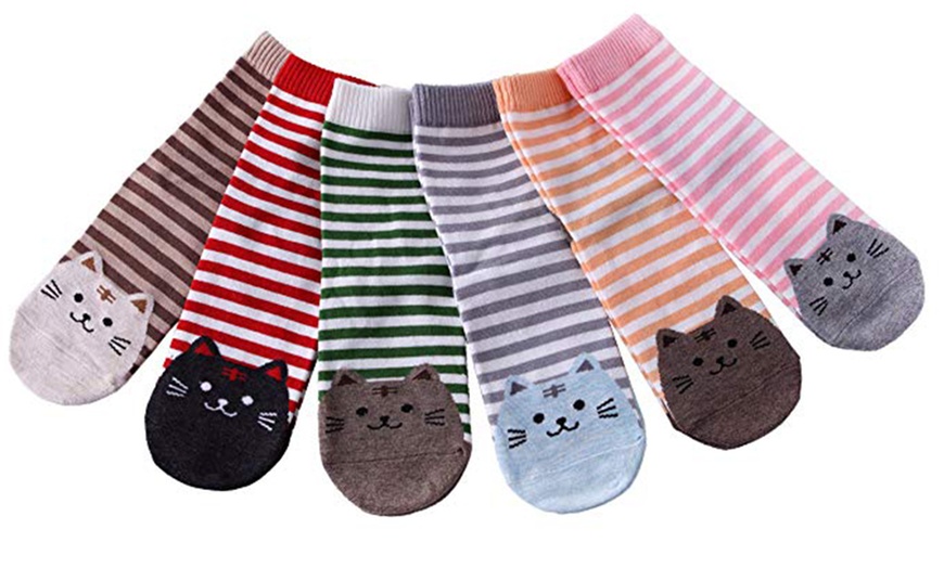 Image 2: Cat Heel and Toe Socks Six-Pack