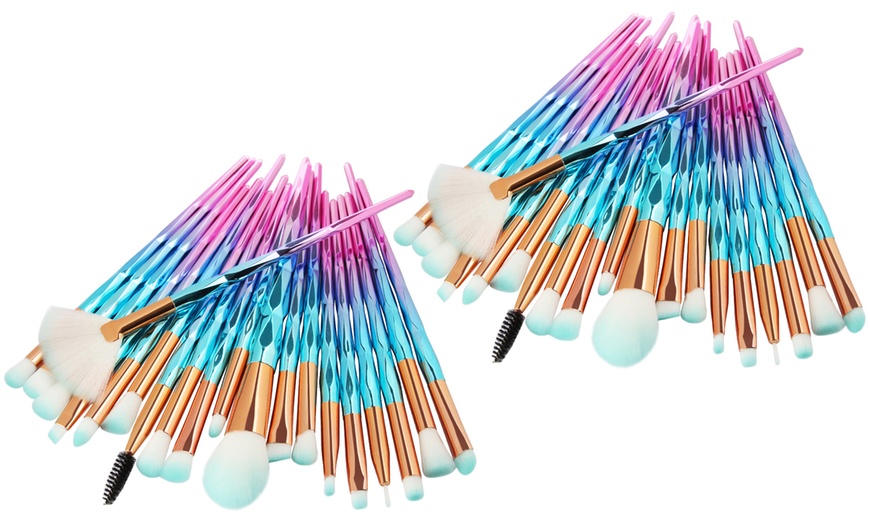 Image 8: One or Two 20-Piece Diamond Makeup Brush Sets