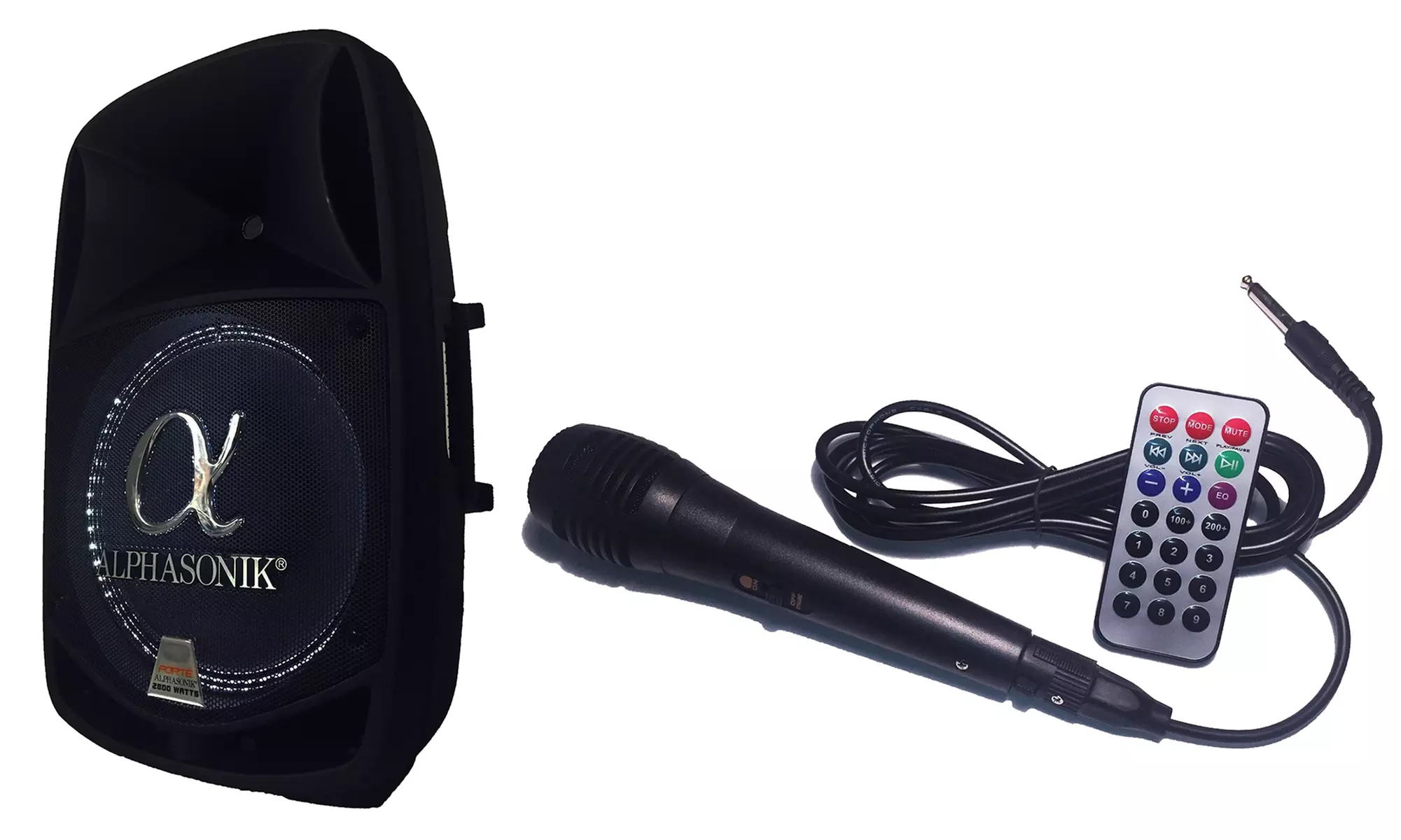 Alphasonik 10" 1000 Watt Wireless Bluetooth Amplified Portable DJ Speaker with Stand and Mic - Primary Image