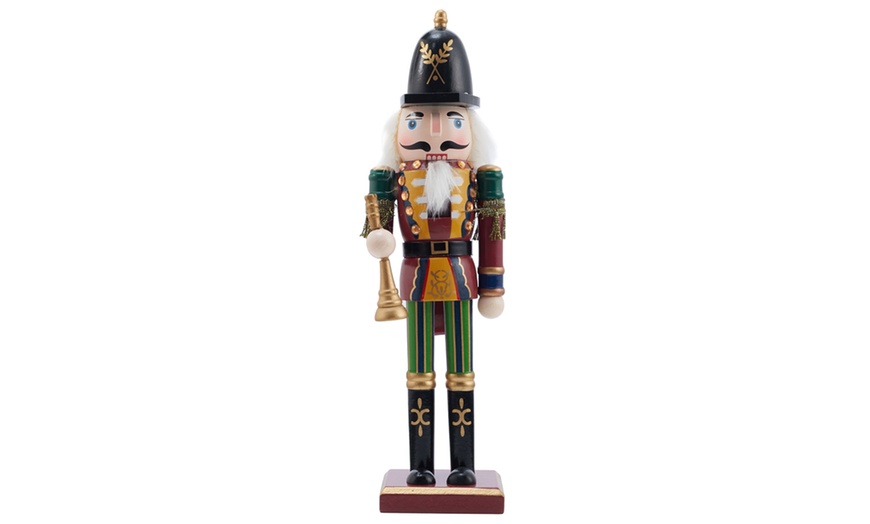 Image 4: Living And Home Wooden Nutcracker Soldier Figurine Christmas Ornament
