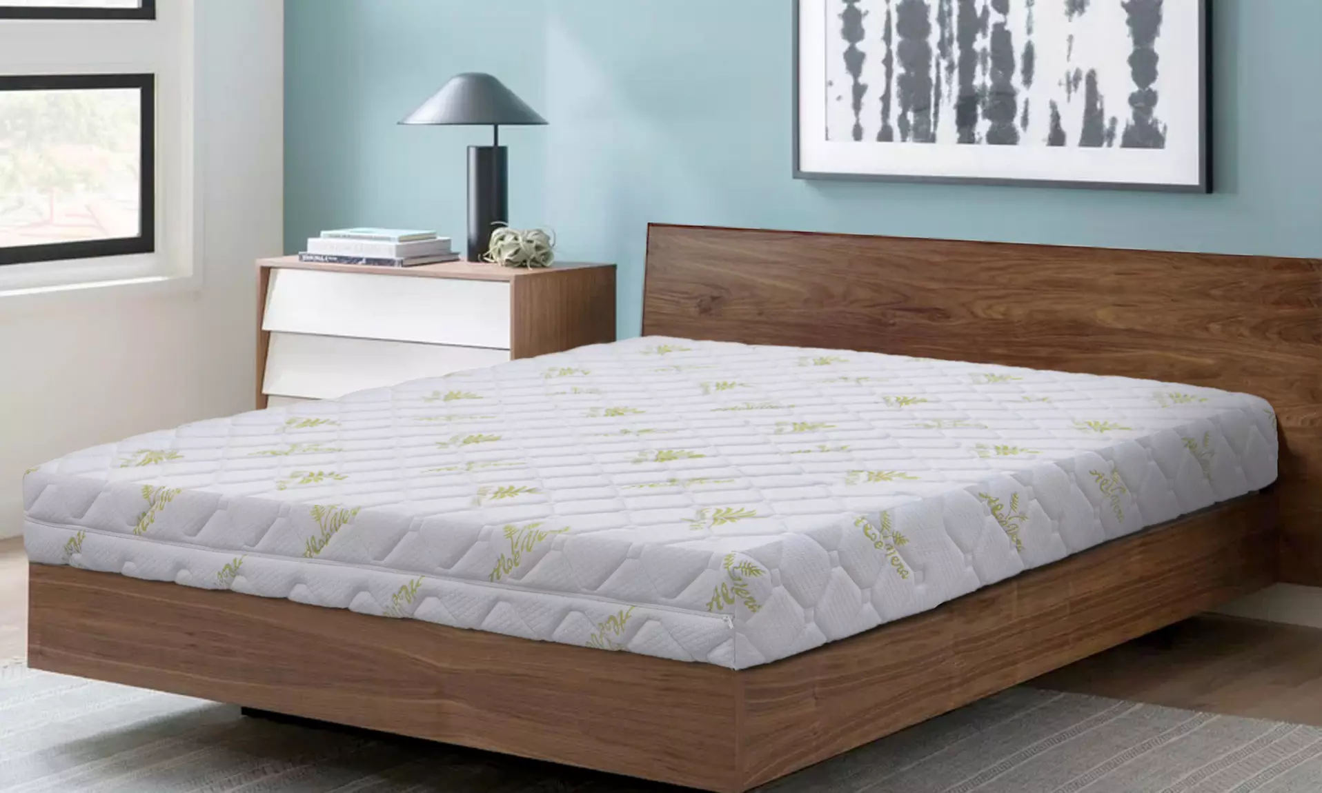 Matelas mousse et mémoire de forme, housse traitée à l'Aloé Vera, soutien mi ferme, épaisseur 20cm - Primary Image