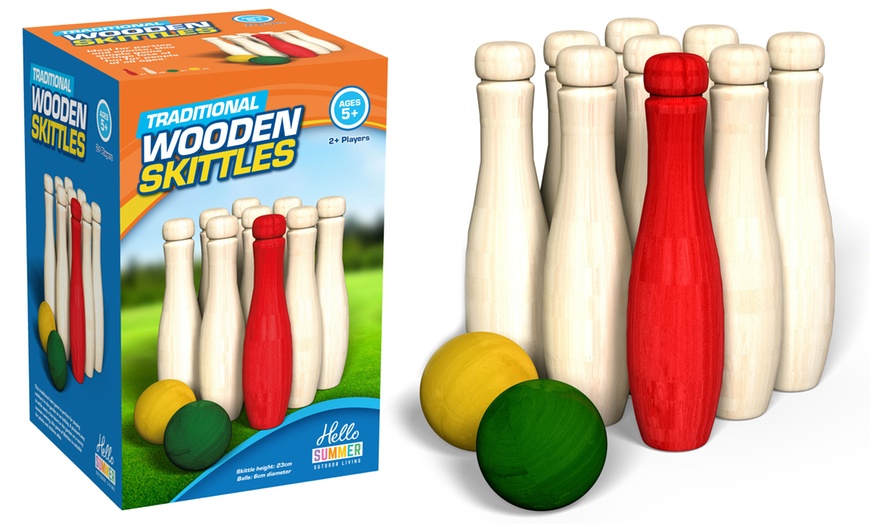 Image 1: Giant Wooden Skittles Garden Game