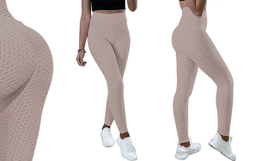 Image 12: Honeycomb Textured High Waist Leggings