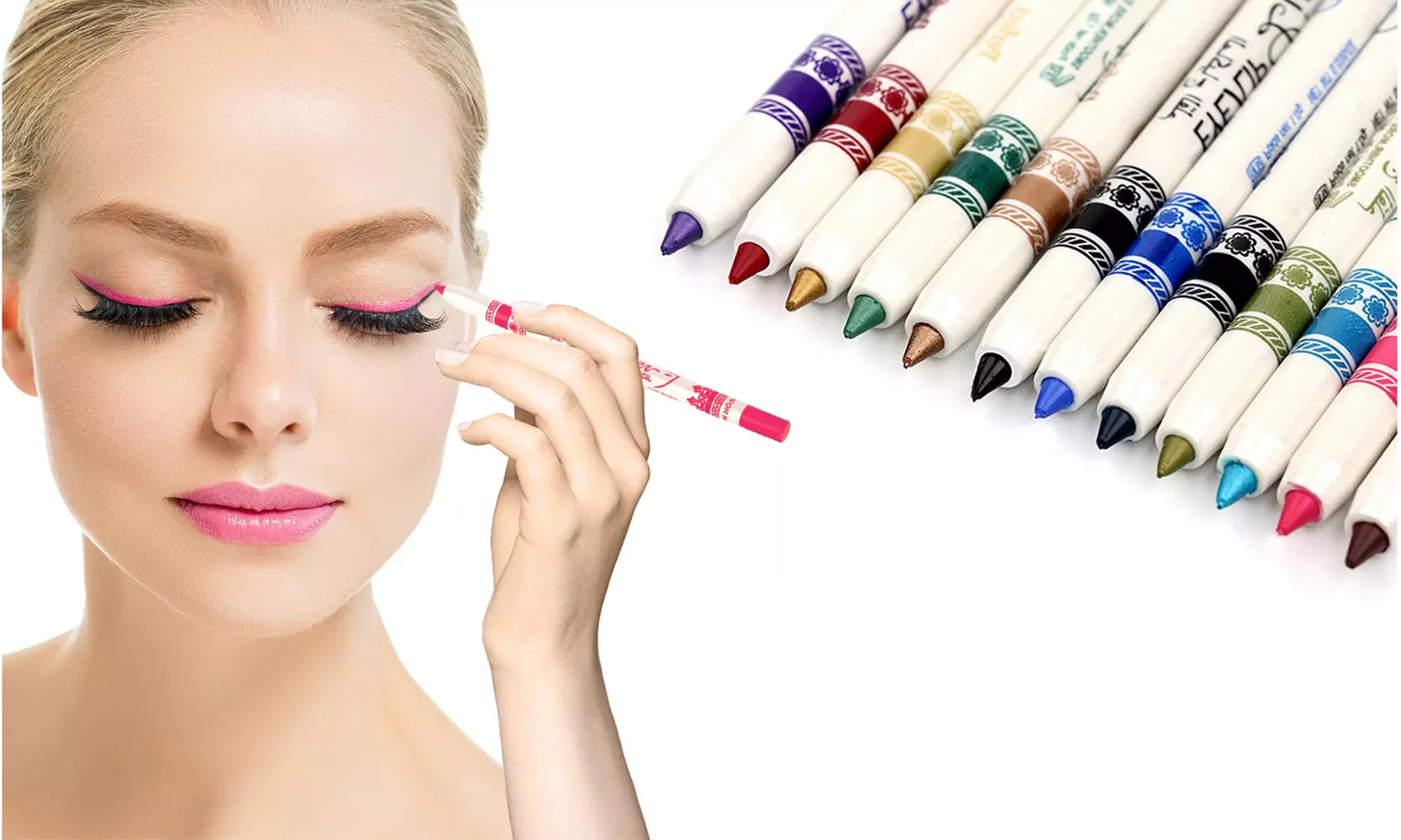 Professional Vivid Multi-Color Eye and Lip Liner Pencil Set (12 or 24-Piece) - Primary Image