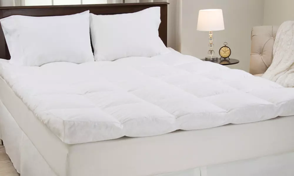 Lavish Home Down and Duck Feather 4" Gusset Mattress Topper - Primary Image