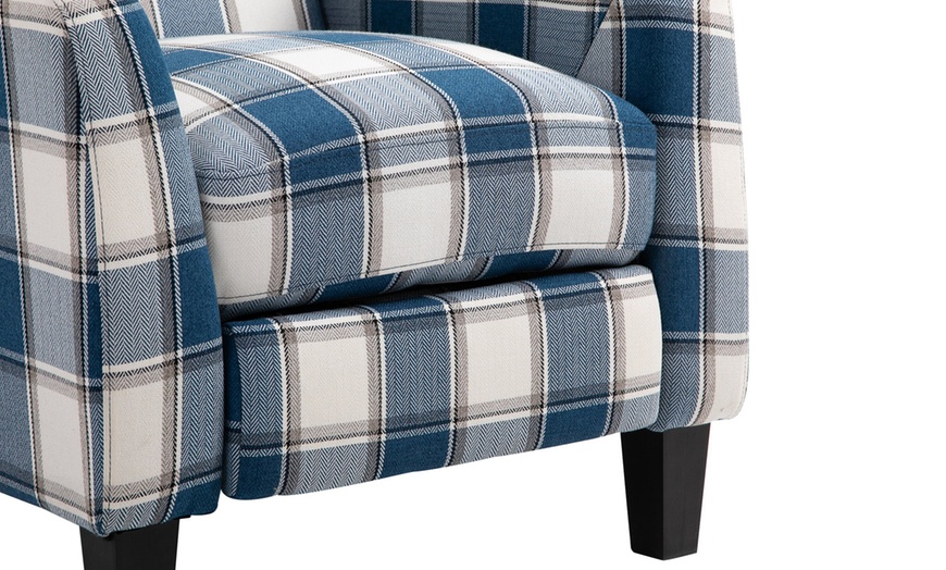 Image 7: Homcom Plaid Recliner Armchair