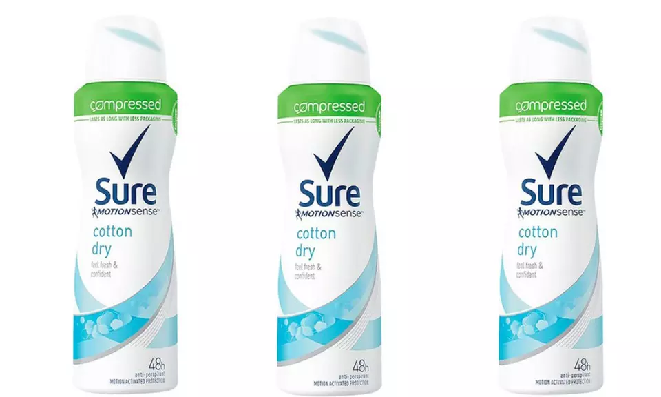 Three-Pack of Sure Women Cotton Ultra Dry Antiperspirant Deodorant 125ml - Primary Image