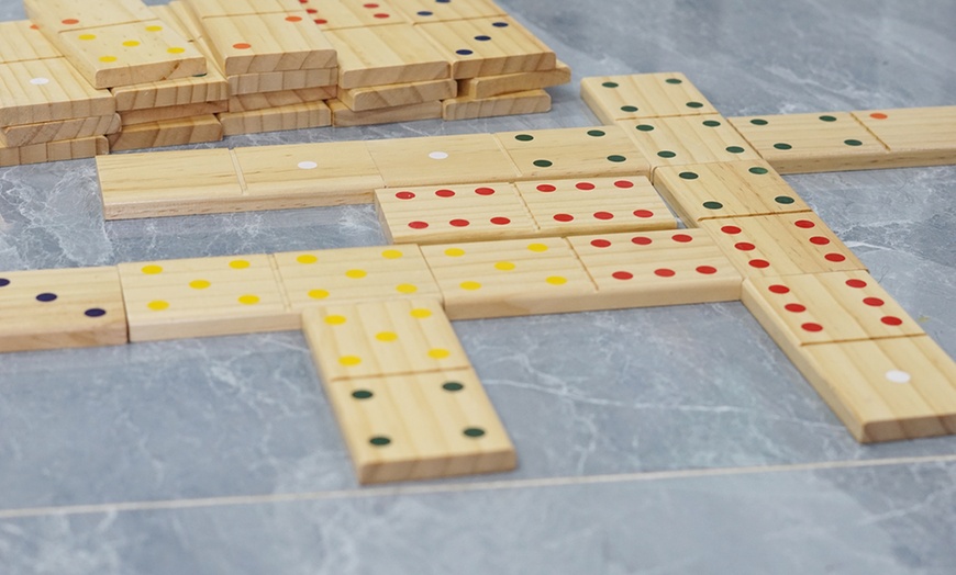 Image 2: 28-Piece Giant Wooden Dominoes Set