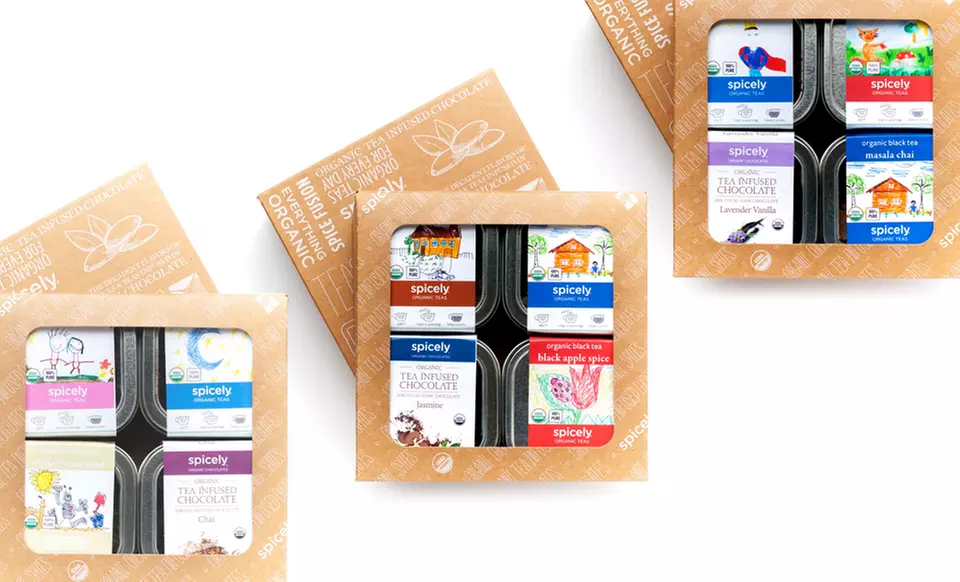 Spicely Organics Tea and Chocolate Sets. Multiple Flavor Combinations Available. - Primary Image