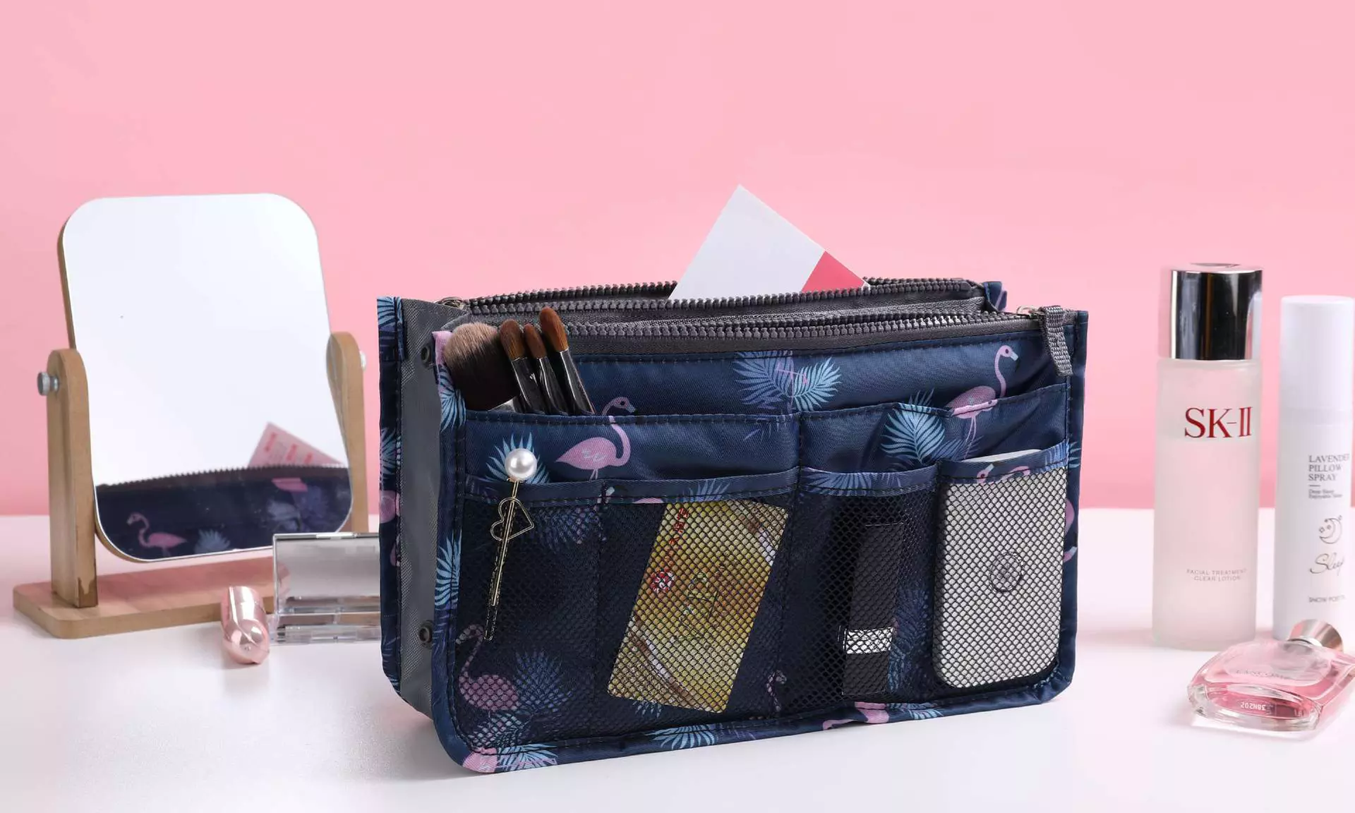Handtas-organizer met flamingo print