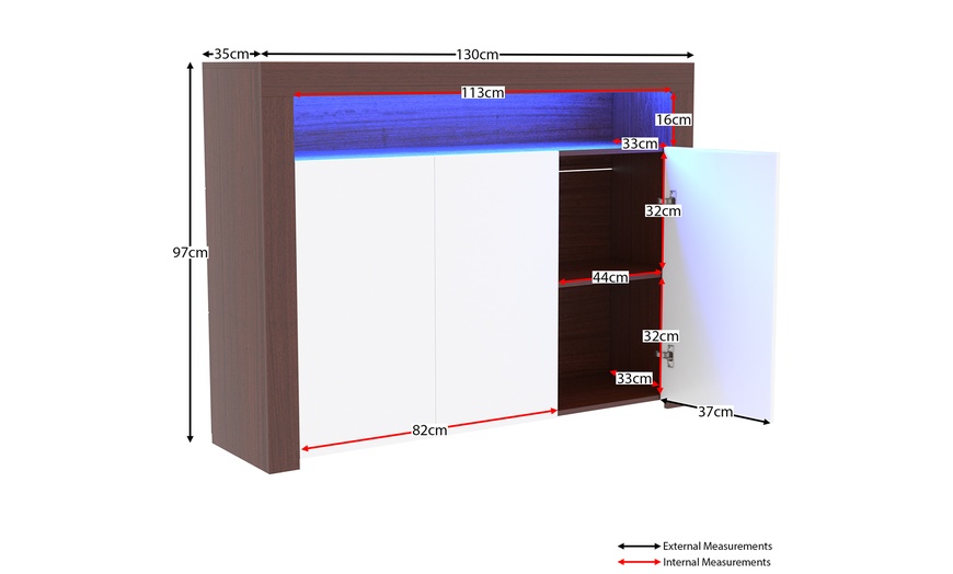 Image 41: Vida Designs Nova Two- or Three-Door LED Sideboard