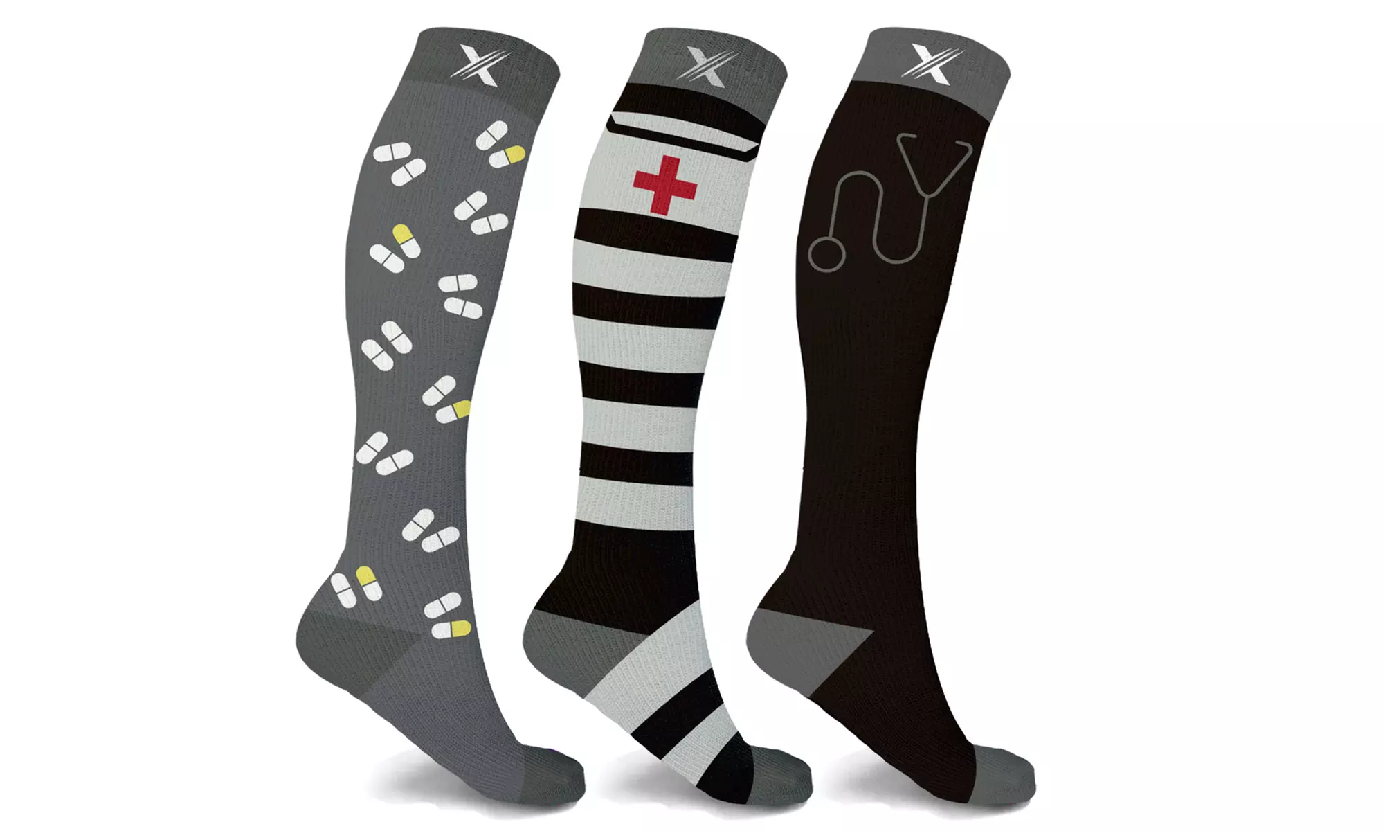XTF Medical Knee-High Compression Socks (3 or 6 Pairs) - Second Medium