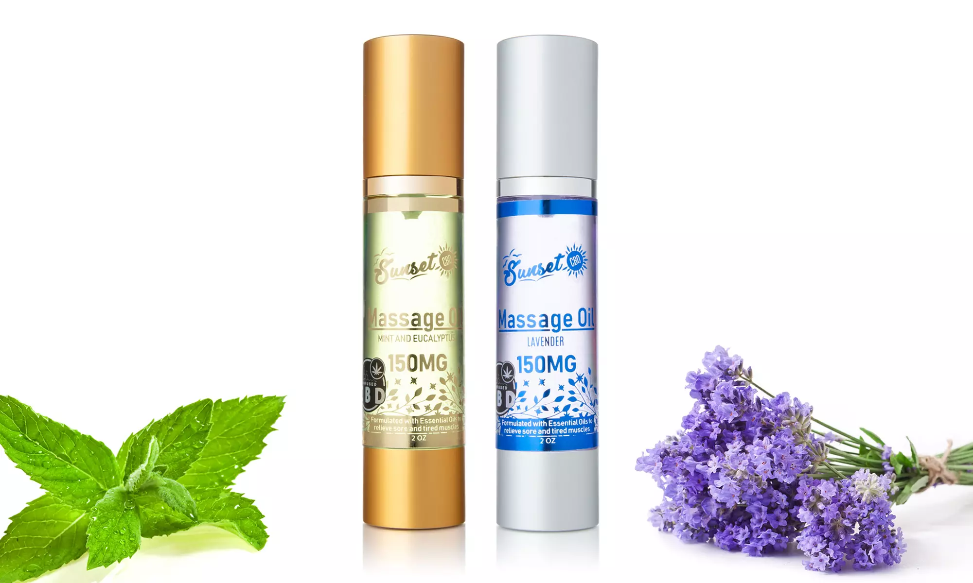 CBD Infused Massage Oil with Essential Oils from Sunset CBD (150mg) - Primary Image
