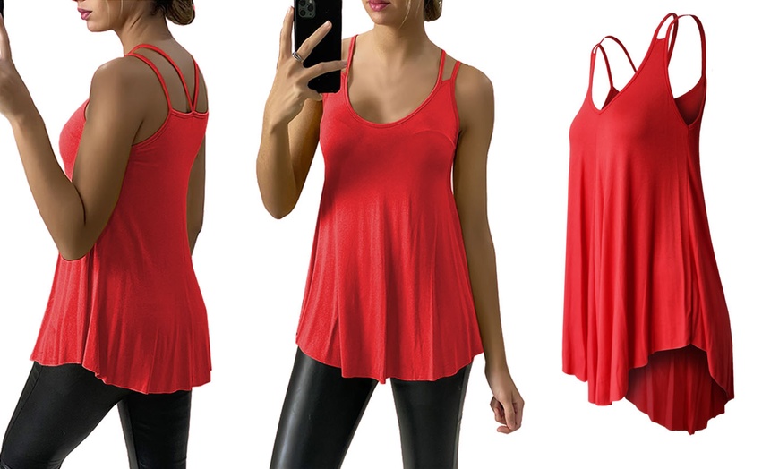 Image 16: Spaghetti Strap Loose Fit Swing Vest Top