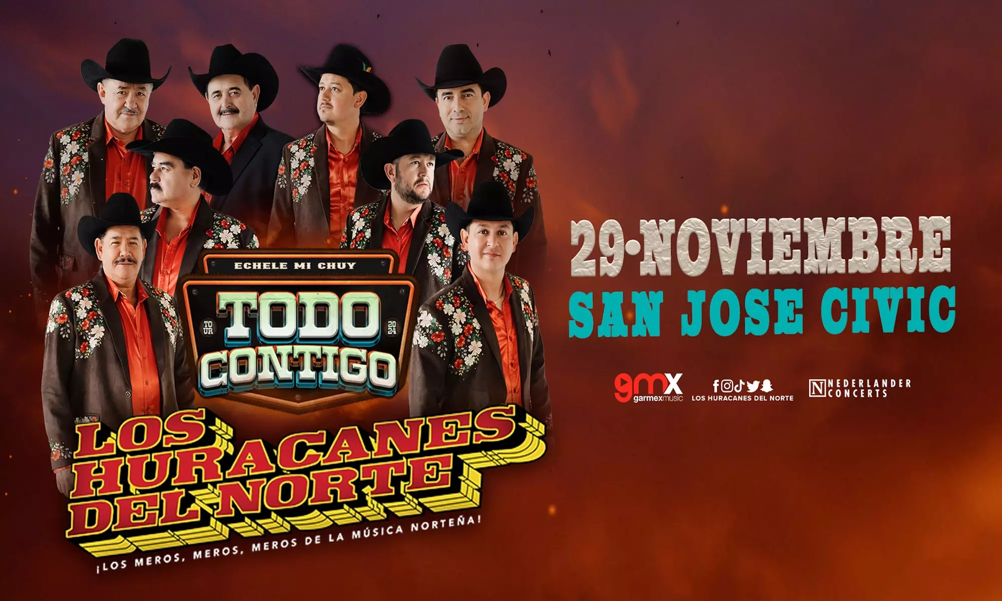 Los Huracanes Del Norte - Todo Contigo Tour 2024 on November 29 at 8 PM - Primary Image