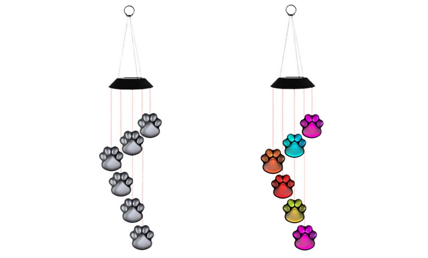 Image 2: Solar Paw Print Wind Chime Light