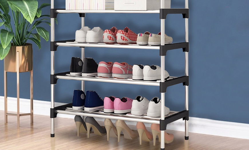 Image 1: 4-Tier Shoe Storage Rack