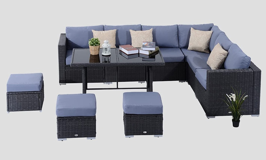 Image 2: Outsunny Ten-Piece Rattan-Effect Furniture Set