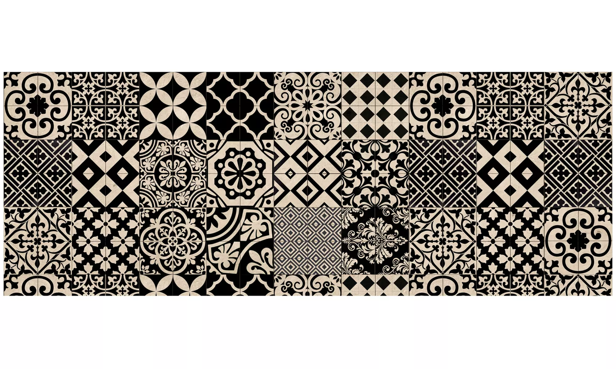 Alfombra de cocina con diseño de azulejos y reverso antideslizante